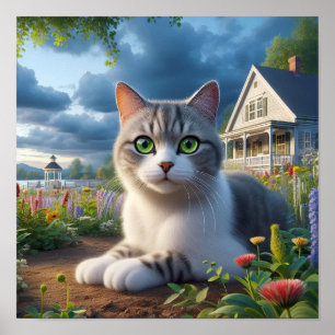 A Domestic Shorthair Cat in a Rural Setting Poster