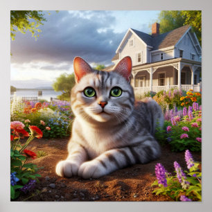 A Domestic Shorthair Cat in a Rural Setting Poster
