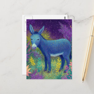 A donkey in the flowers postcard