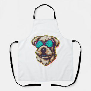 A DORABLE D O G WITH SUN GLASSES APRON
