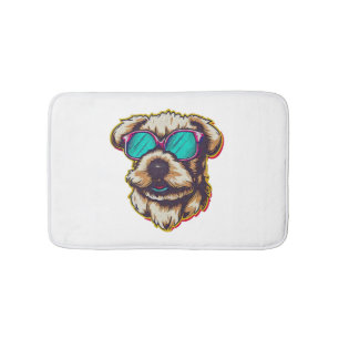 A DORABLE D O G WITH SUN GLASSES   BATH MAT