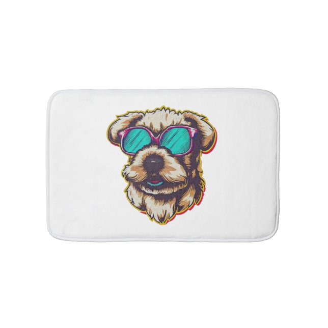 A DORABLE D O G WITH SUN GLASSES   BATH MAT (Front)