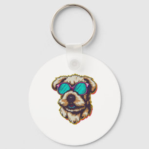 A DORABLE D O G WITH SUN GLASSES   KEY RING