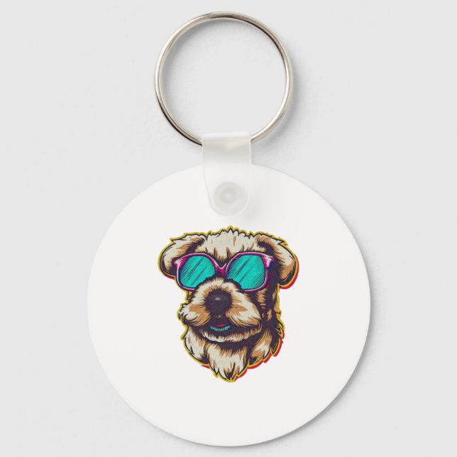A DORABLE D O G WITH SUN GLASSES   KEY RING (Front)