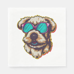 A DORABLE D O G WITH SUN GLASSES NAPKIN