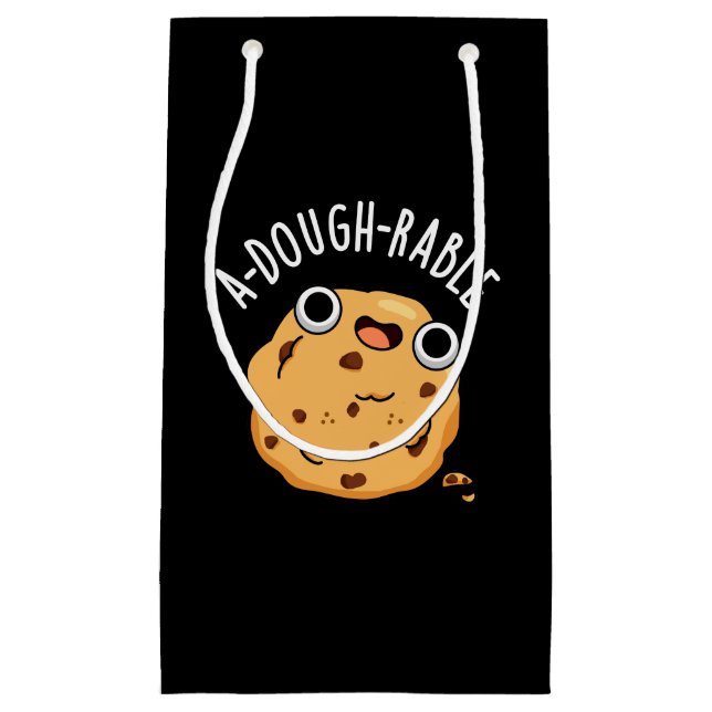 A-dough-rable Funny Cookie Pun Dark BG Small Gift Bag (Front)
