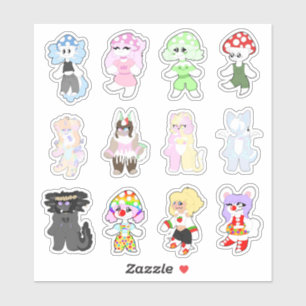 A Dozen Adorable Characters Stickers