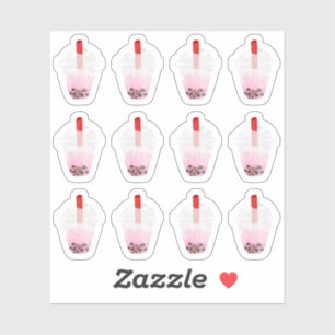 A Dozen Boba Tea Die Cut Stickers