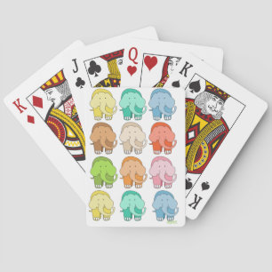 A Dozen Elephants Playing Cards