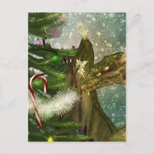 A Dragon and Fairies Christmas Holiday Postcard
