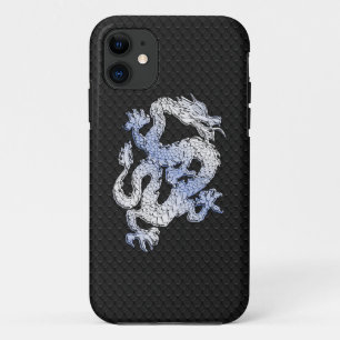 A Dragon expression on Black Snake Skin Print iPhone 11 Case