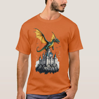 a dragon flying over a castle T-Shirt