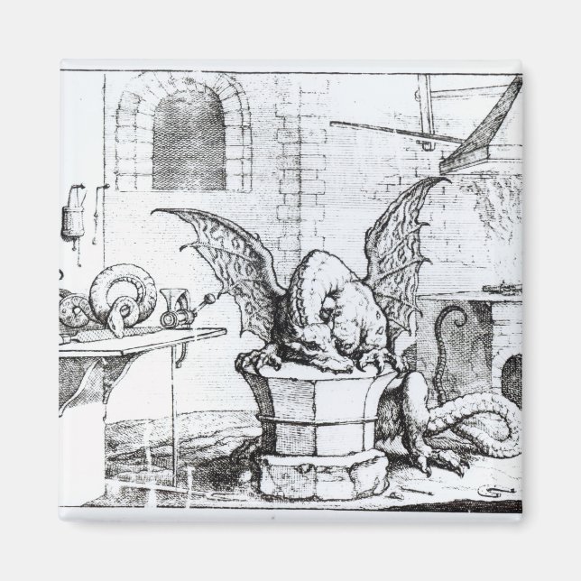 A Dragon in a Workshop Magnet (Front)