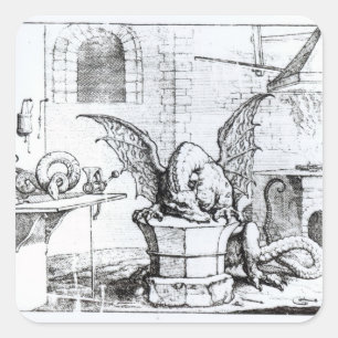 A Dragon in a Workshop Square Sticker