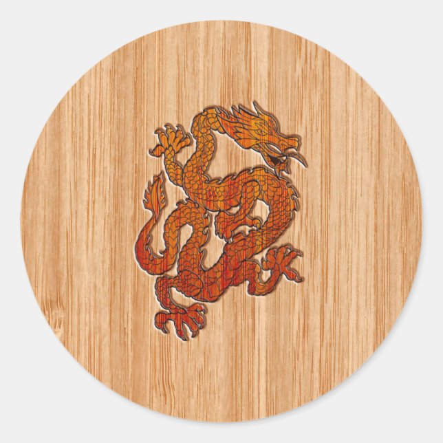 A Dragon in oriental Bamboo Classic Round Sticker (Front)