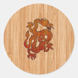 A Dragon in oriental Bamboo Classic Round Sticker