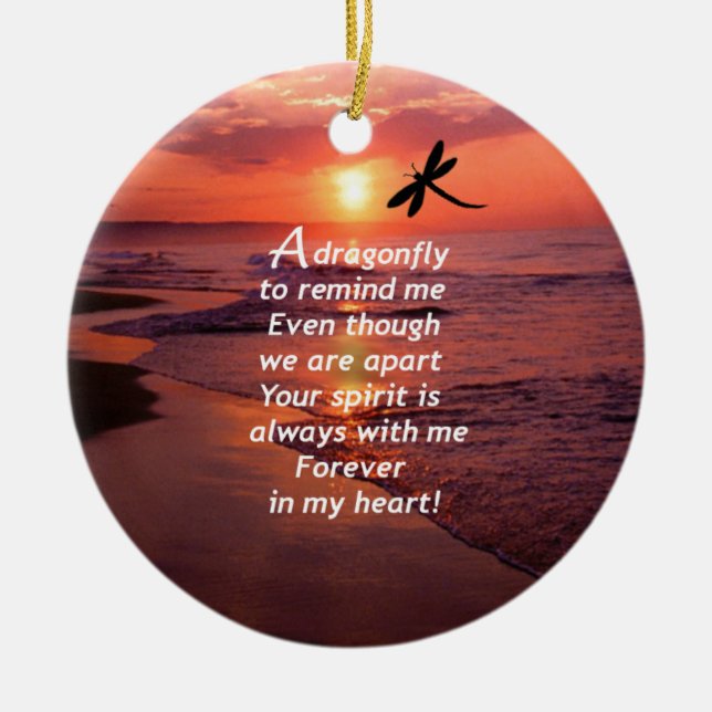 A Dragonfly to Remind Me Ceramic Tree Decoration (Front)