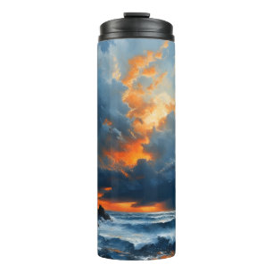 A Dramatic seascape At Sunset Painting Art Thermal Tumbler