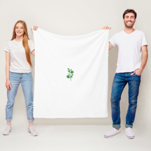 a drawing of a branch with flowers and leaves fleece blanket