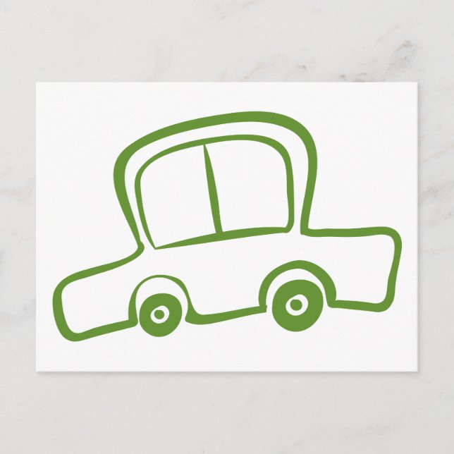 A drawing of a green car postcard (Front)