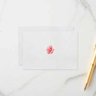 a drawing of a red flower on a white background enclosure card