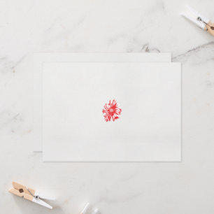a drawing of a red flower on a white background invitation