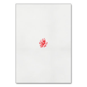 a drawing of a red flower on a white background table number