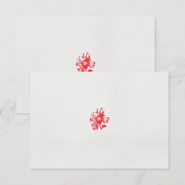 a drawing of a red flower on a white background thank you card (Front/Back)