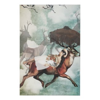 A dream of a journey with deer faux canvas print