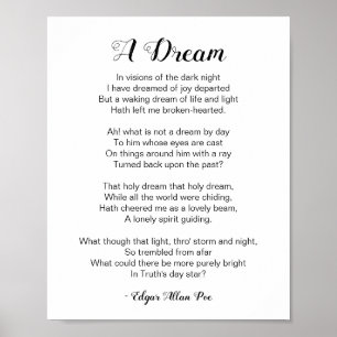 A Dream Poem by Edgar Allan Poe Poster