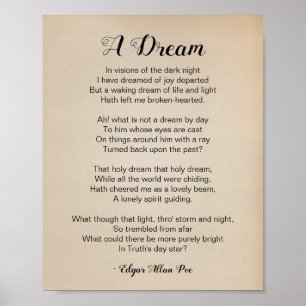 A Dream Poem by Edgar Allan Poe Vintage Poster