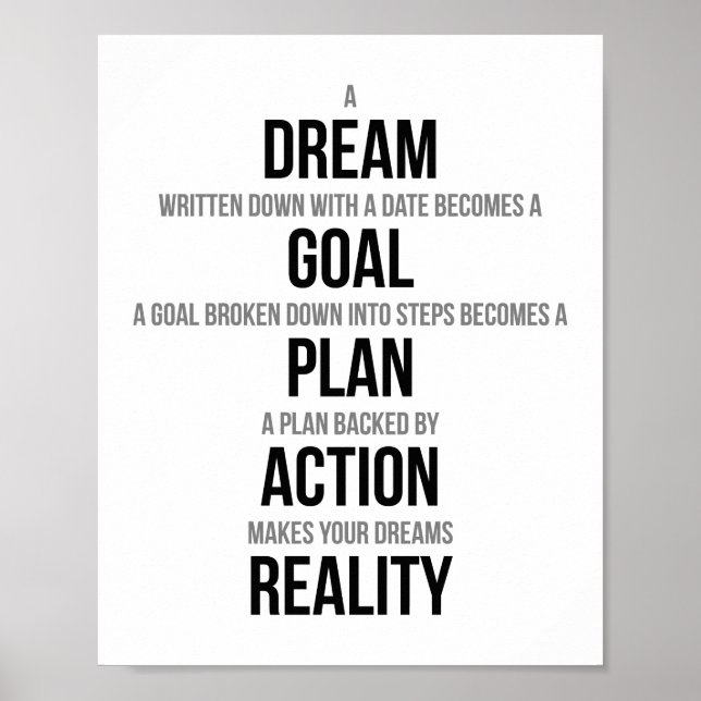 A Dream Written Down With a Date Becomes a Goal Poster (Front)