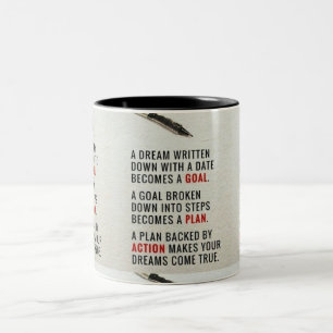 A Dream Written Down With A Date Becomes a Goal Two-Tone Coffee Mug