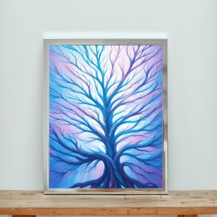 A Dreamlike Tree in Shades of Blue and Purple Photo Print