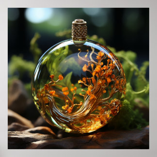 A dried curly plant in a resin pendant poster