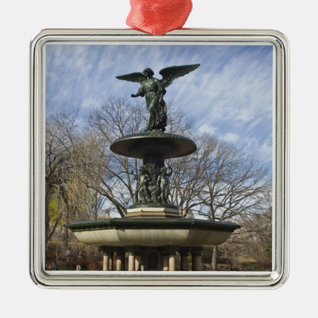 A dry winter Bethesda Fountain in Central Park Metal Tree Decoration (Front)