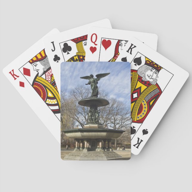 A dry winter Bethesda Fountain in Central Park Playing Cards (Back)