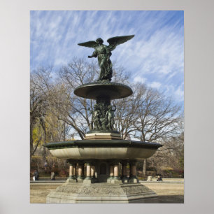 A dry winter Bethesda Fountain in Central Park Poster