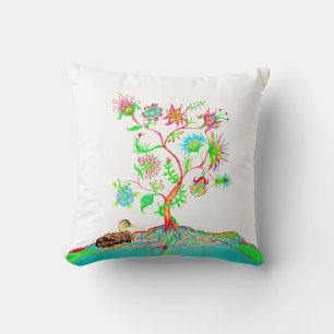 A duck and a tree of life cushion