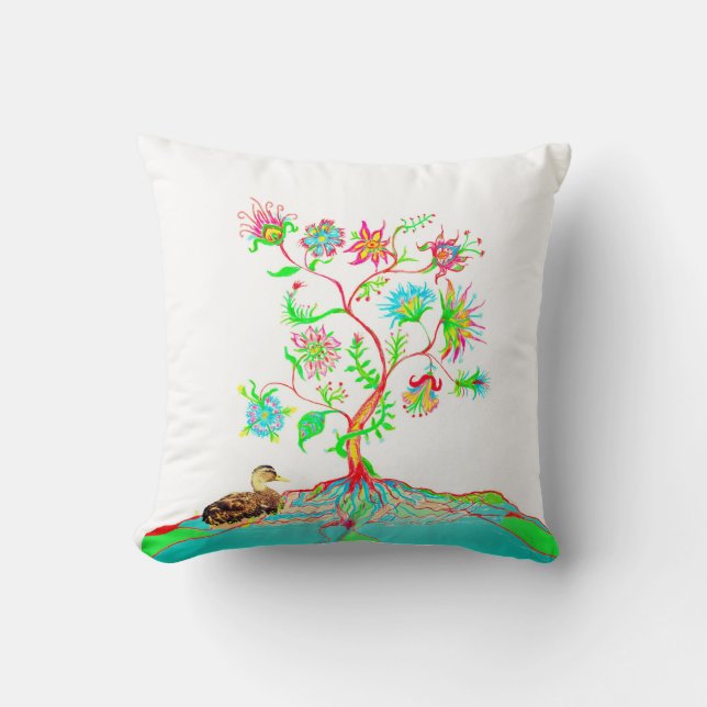 A duck and a tree of life cushion (Front)