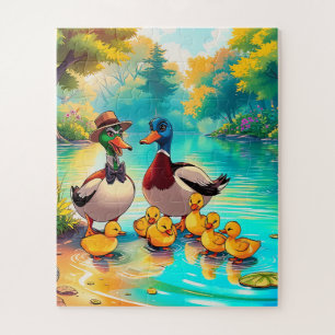 A duck family's outing children's jigsaw puzzle