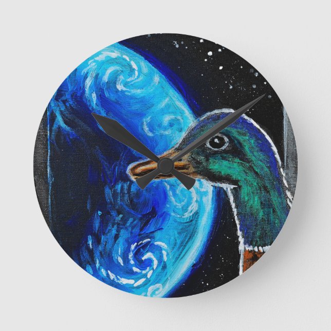 A duck sent into the outer space round clock (Front)