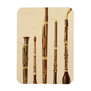 A dulcian, an oboe, a bassoon, an oboe da caccia a magnet