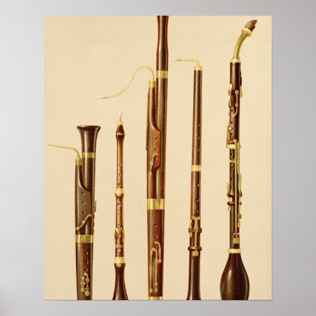 A dulcian, an oboe, a bassoon, an oboe da caccia a poster (Front)