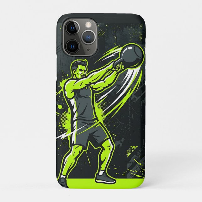 A dynamic neon green lineart illustration of a man Case-Mate iPhone case (Back)