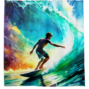A dynamic Watercolor and Ink For Shower Curtains