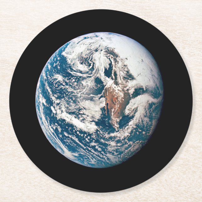 A Earth Taken From The Apollo 10 Spacecraft. Round Paper Coaster (Front)