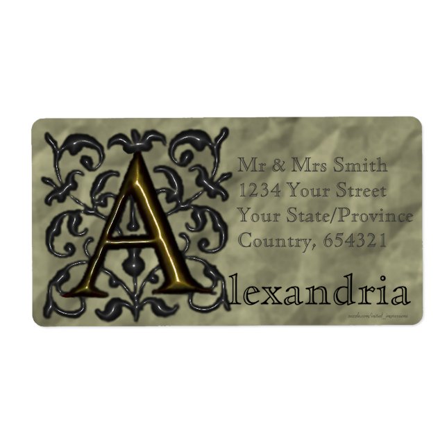 A - Embossed Vintage Monogram (Golden) (Front)