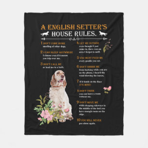 A English Setter's House Rules Fleece Blanket