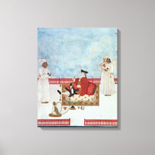 A European Seated on a Terrace with Attendants Canvas Print
